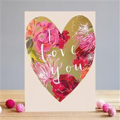 Love Heart Flowers Greetings Card 