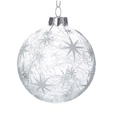 CLEAR &amp; SPUN GLASS WHITE STARS BAUBLE