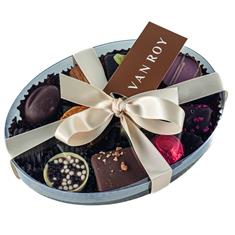 Belgian chocolates in 15cm cello oval with ribbon 150g
