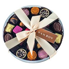 Belgian chocolates in 18cm cello round with ribbon 315g