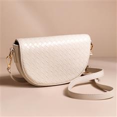 WOVEN VEGAN LEATHER CROSSBODY BAG IN BEIGE