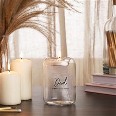  FEATHER GLASS TEA LIGHT HOLDER - DAD