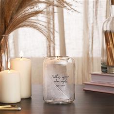 FEATHER GLASS TEA LIGHT HOLDER - FEATHERS