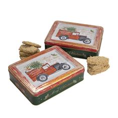 Christmas vintage van rectangular tin of oat flip biscuits 400g