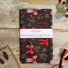 Bows &amp; Berries Noir Tea Towel