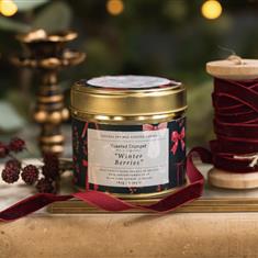 Winter Berries Candle in A Matt Gold Tin