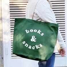 Books &amp; Snacks - Forest Green Canvas Tote Bag