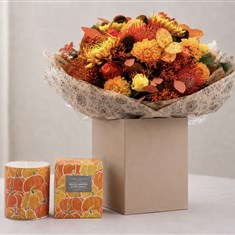 SPICED PUMPKIN - Autumn Flowers &amp; Candle Gift