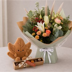  AUTUMN LEAVES &amp; PUMPKIN - Flowers Plushy and Chocolates Gift
