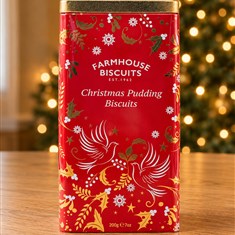 Red triangle tin of Christmas pudding biscuits 200g